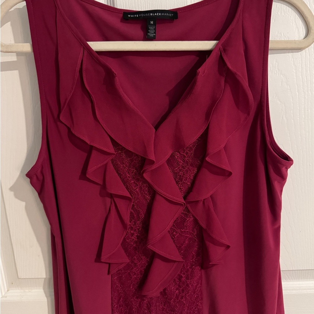 White House Black Market Women's Fuchsia Ruffle Top